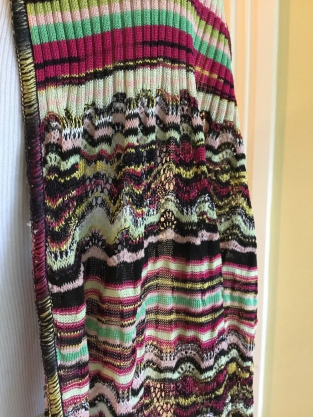 Missoni Italy Multicolor Knit Open Front Long Scarf Cardigan Shrug